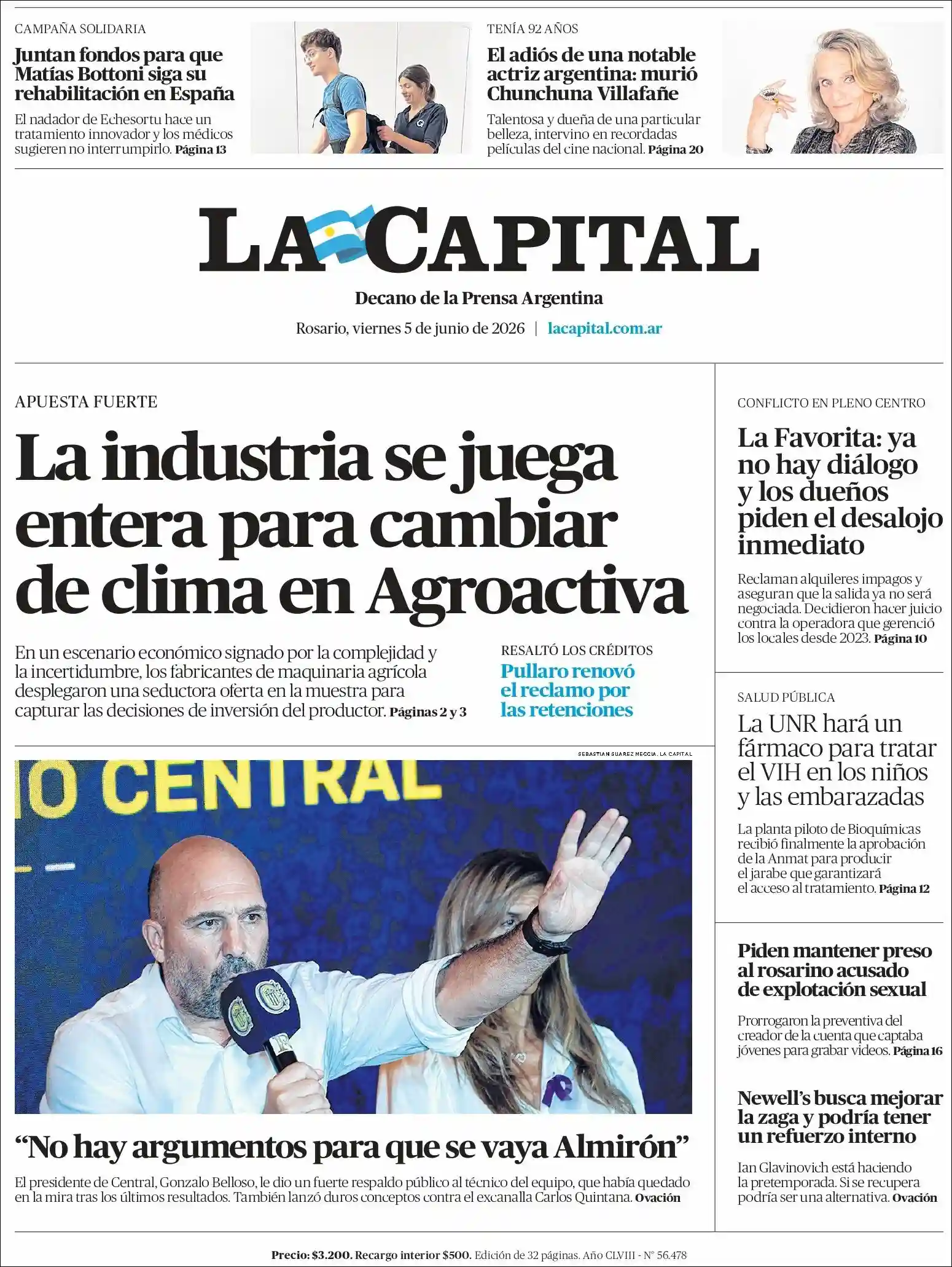 Estudios Max | 381 NOTICIAS - Tapa del diario La Capital Rosario