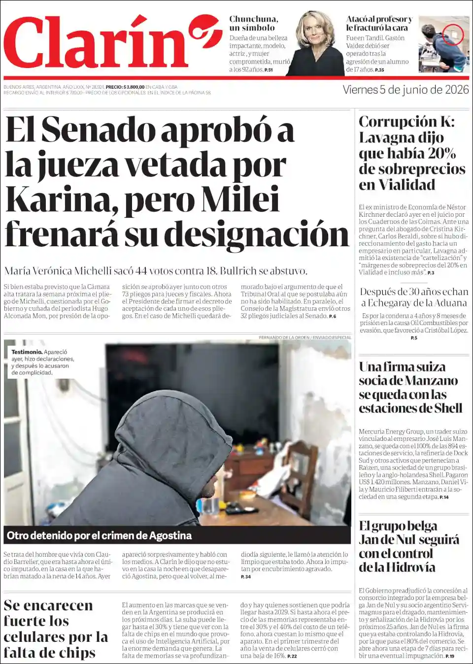 Estudios Max | 381 NOTICIAS - Tapa del diario Clarin