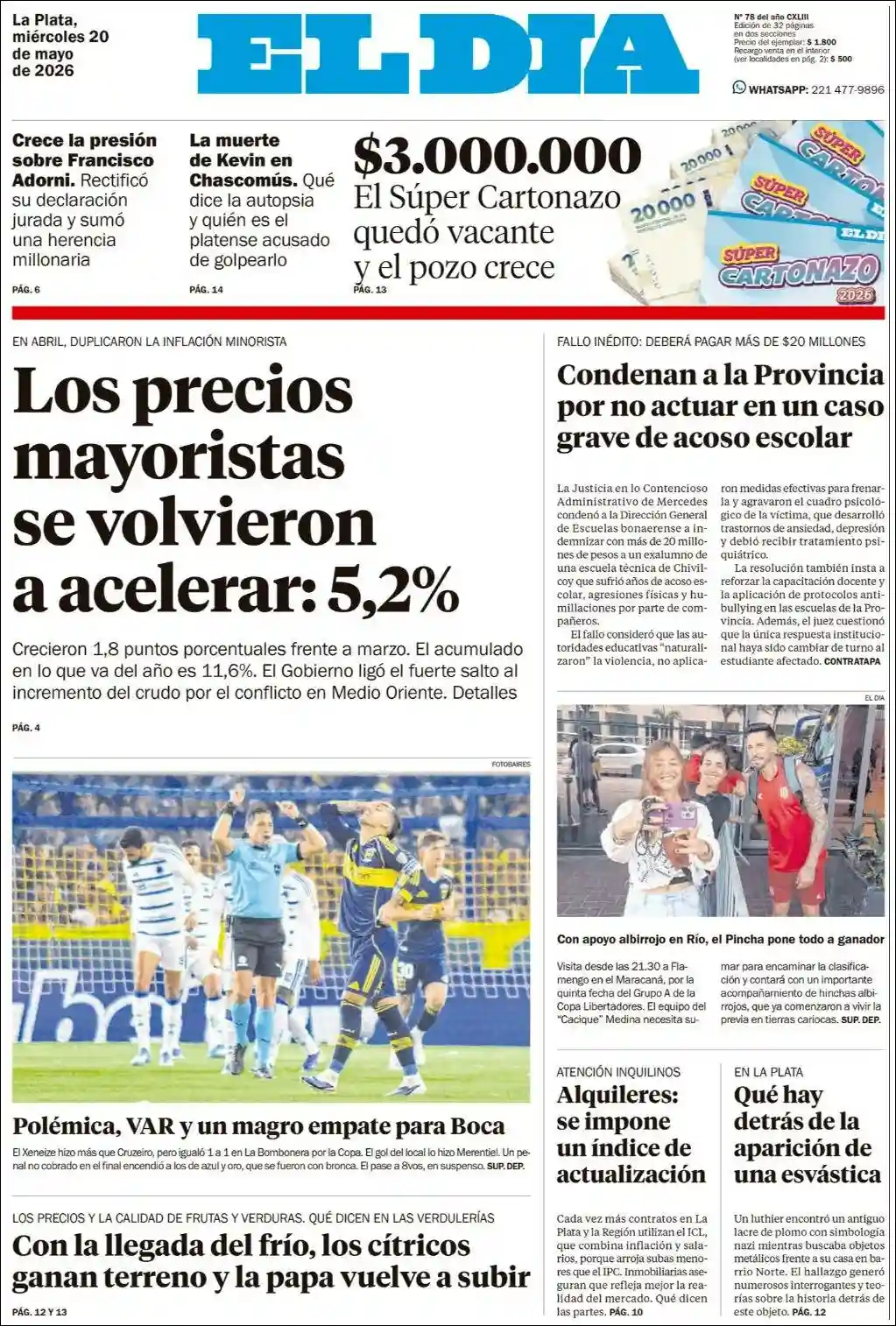 Estudios Max | 381 NOTICIAS - Tapa del diario El Dia