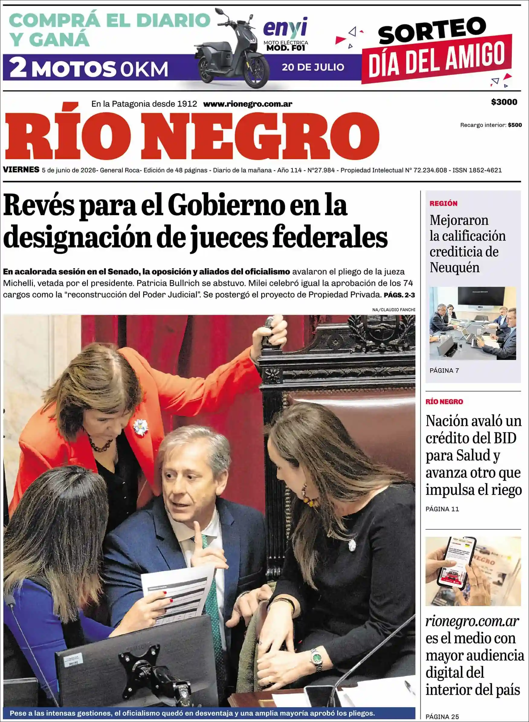 Estudios Max | 381 NOTICIAS - Tapa del diario Rio Negro