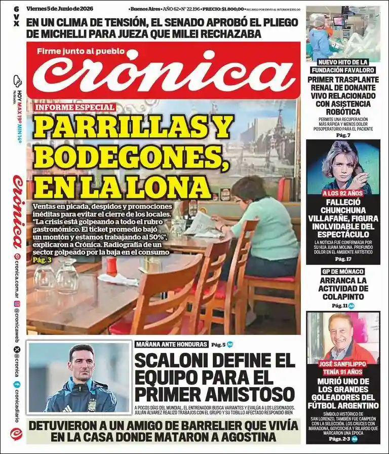 Estudios Max | 381 NOTICIAS - Tapa del diario Crónica